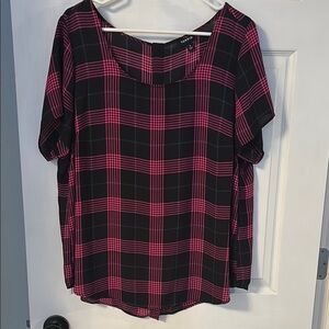 Torrid Black and Pink Plaid Blouse